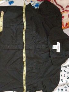 Black Button-Down Shirt Top