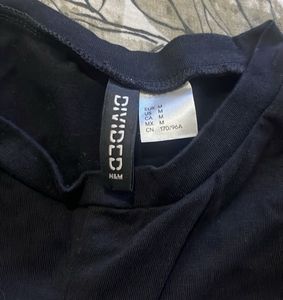 Black Gathered Detail T-Shirt