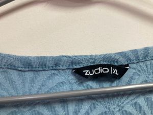 Zudio Blue Textured Cropped Shirt Tee