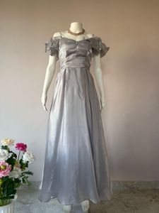 Elegant Silver Off-Shoulder Dress