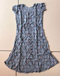 Printed  Rayon Round Grey Kurti