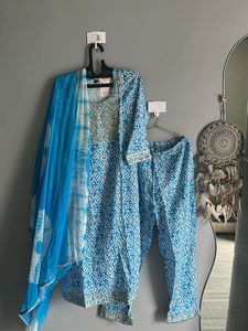 Blue Printed Kurta Set
