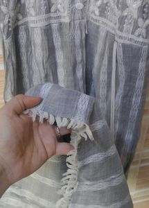 Elegant Embroidered Grey Kurta