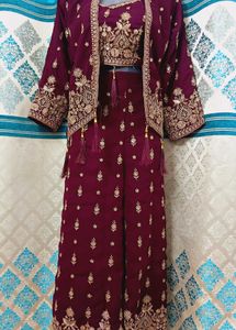 Burgundy Embroidered 3-Piece Set