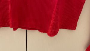 Red cotton ribbed Top