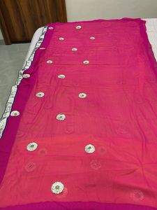 Pink &amp; Yellow Embellished Saree