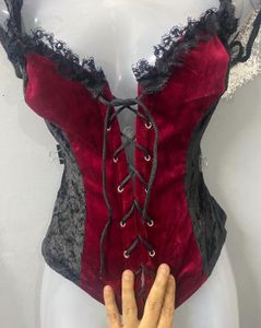Red &amp; Black Lace Corset Top