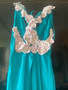 Turquoise V-Neck Summer Dress