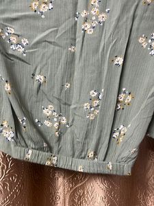 Light Olive Green Top With Bell Short Sleeves