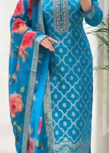 Teal Embroidered Kurta Set