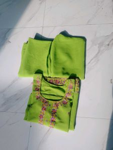 Green Embroidered Kurta Set