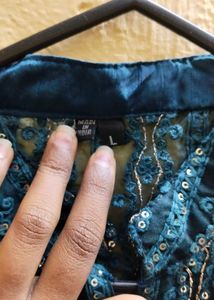 Elegant Teal Embellished Sequin &amp; Beaded Kurta