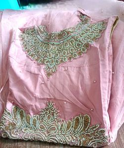 Neck Work Peach Gown