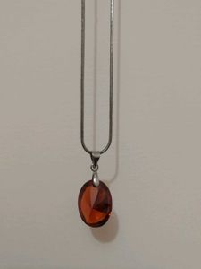 Red Pendant Chain &amp; Silver Bangle