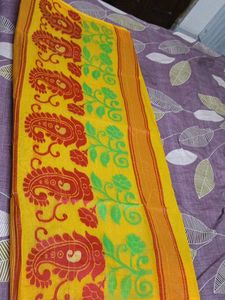 Yellow Printed Saree