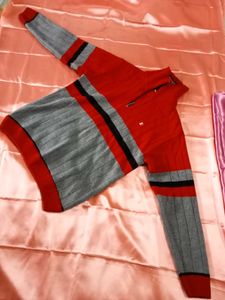 Stylish Red & Gray Sweater