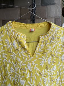Yellow Embroidered Kurta Sharara Set