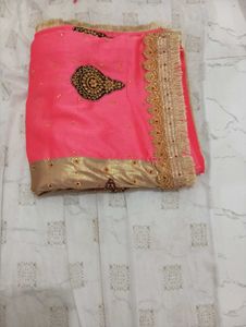 Embroidered Pink Saree