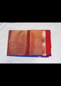 Red and Blue Silk Saree