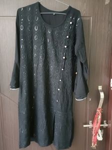 Black Chickenkari Kurti Plazo