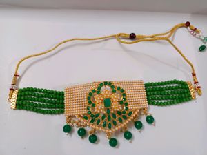 Green Colour Kundan Jewellery Set
