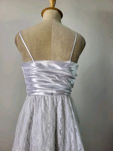 White Lace &amp; Ruffle Midi Dress