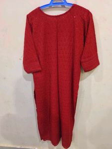Red chikankari kurti