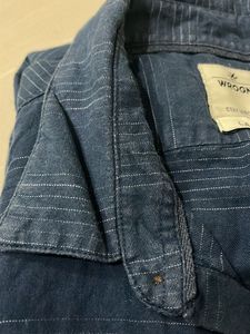 Wrogn Blue Striped Shirt Large