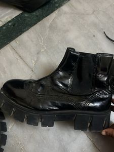 Black Patent Leather Ankle Boots