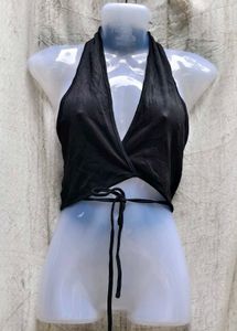 1949. Black Halter Top