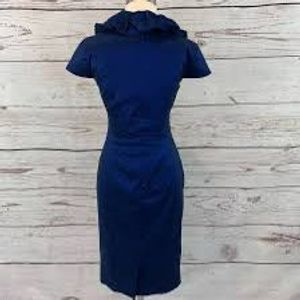 Vintage taffeta ruffled Midi sheath dress