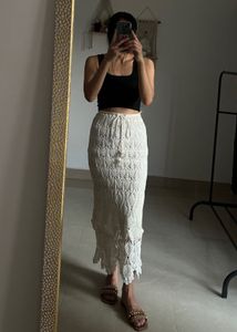 Crochet Ruffled Mermaid Tiered MIDI  Skirt