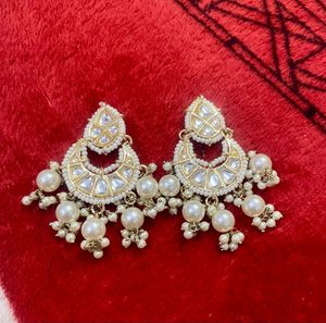 White Moti Pearl Jhumka
