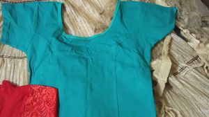 Light Blue Cotton Blend Slip On Blouse