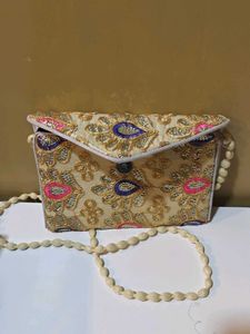 Embroidered Clutch with Beaded Strap