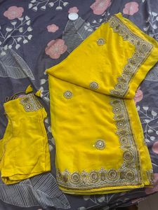 elegant diamond work saree with blouse