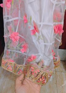 Floral White Ethnic Gown