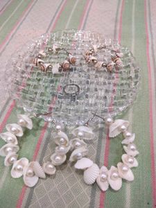 Seashell &amp; Pearl Beaded Circle Earring