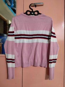 Striped Pink Crewneck Top