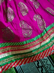 Pink &amp; Gold Lehenga Skirt