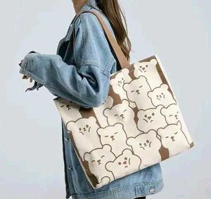 Cute Bear Print Tote Bag