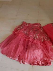 Net Lehanga Pink With Blouse And Dupatta