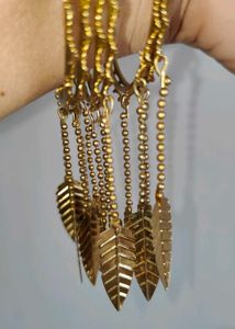 Gold Leaf Charm Bangles 6 Pcs