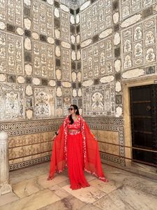 Orange Embroidered Lehenga Choli
