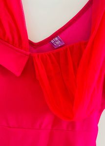 Fuchsia Tie-up Midi Dress