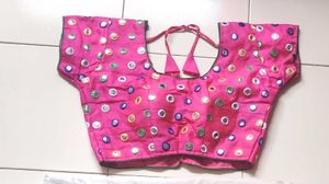 Pink Mirror Work Blouse Navratri Dandiya