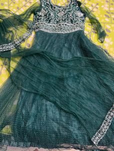 Beautiful Party Wear Green Gown