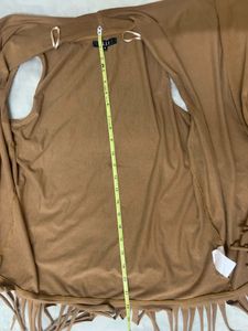 Tan Fringed Shrug For Women