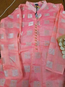Chanderi Cotton Kurta ,Pant, Dupatta
