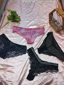 Lace &amp; Print Panties Set